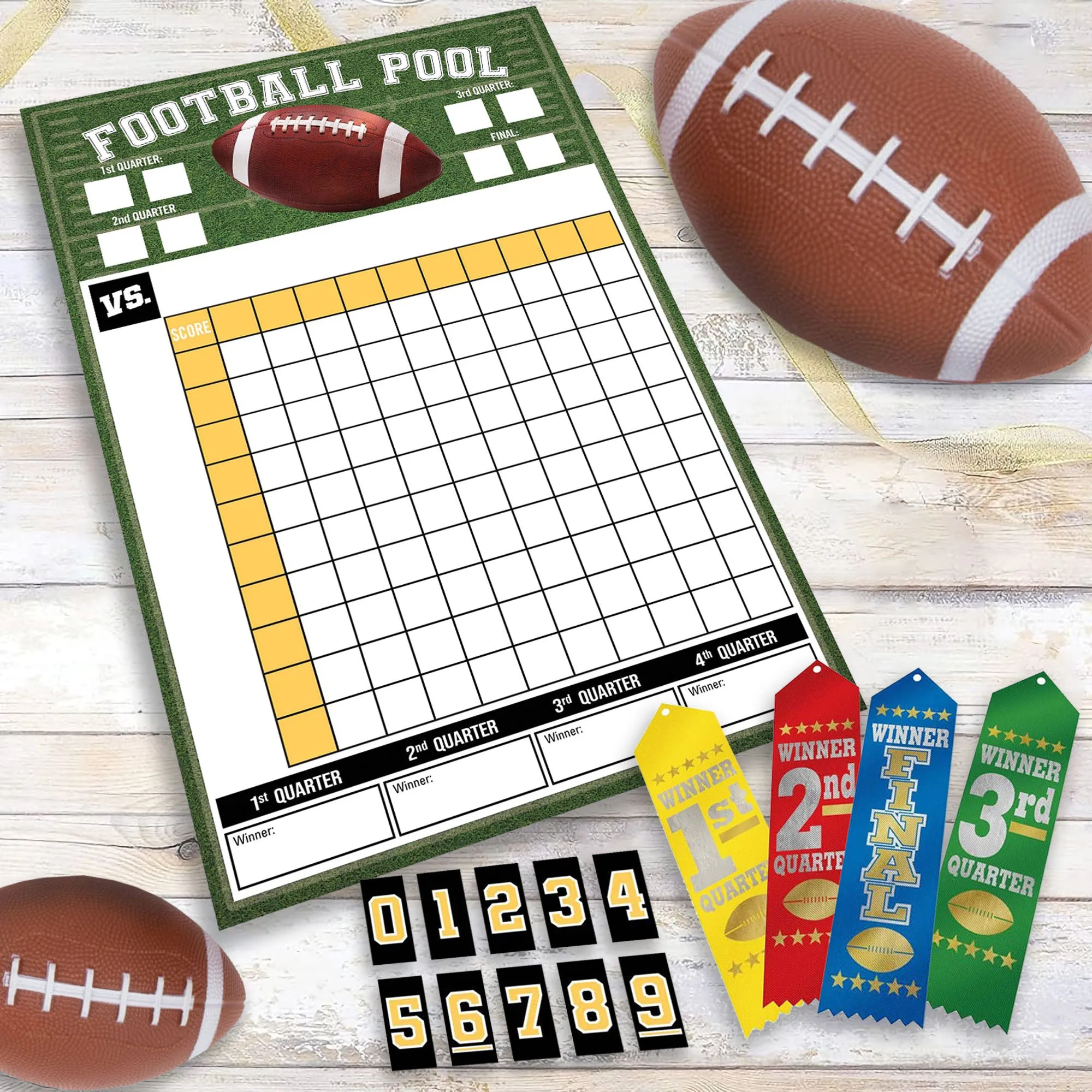 Football Party Supplies - Football Pool Game Kit With Award Ribbons