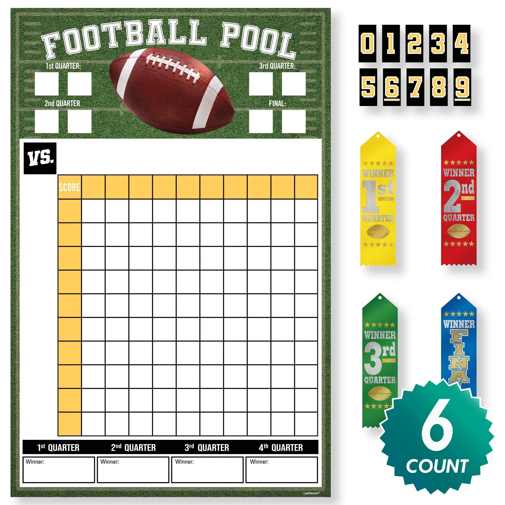 Football Party Supplies - Football Pool Game Kit With Award Ribbons