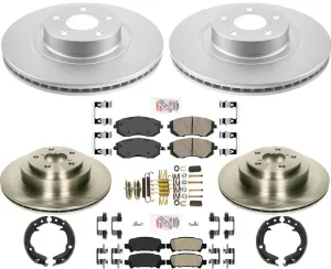 Front Coated Rotors & Rear Rotors Pads & Shoes For Subaru Legacy 3.0L 2008-2009