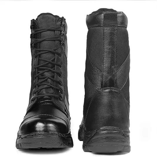 Full Black Pure Leather Army Boots For Men's-JonasParamount