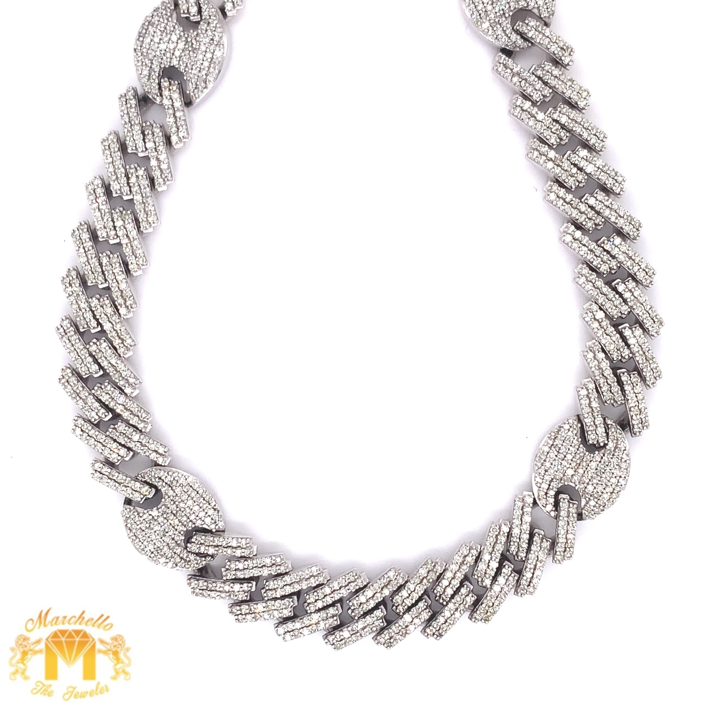 Gold and Diamond 11MM Hybrid Cuban Link Chain with natural round diamonds(solid back)