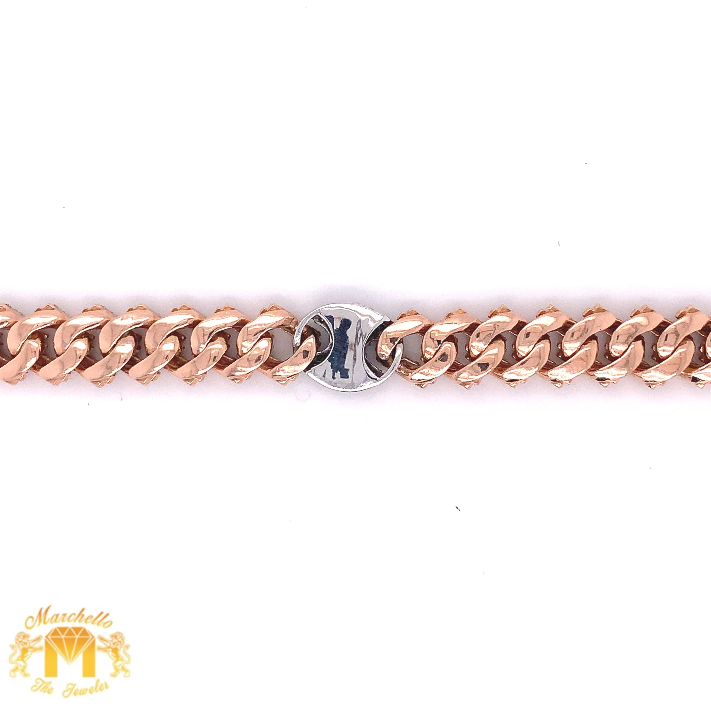 Gold and Diamond 11MM Hybrid Cuban Link Chain with natural round diamonds(solid back)