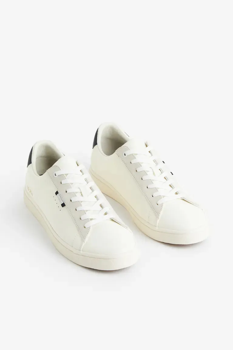 H&M faux leather sneakers, white/navy