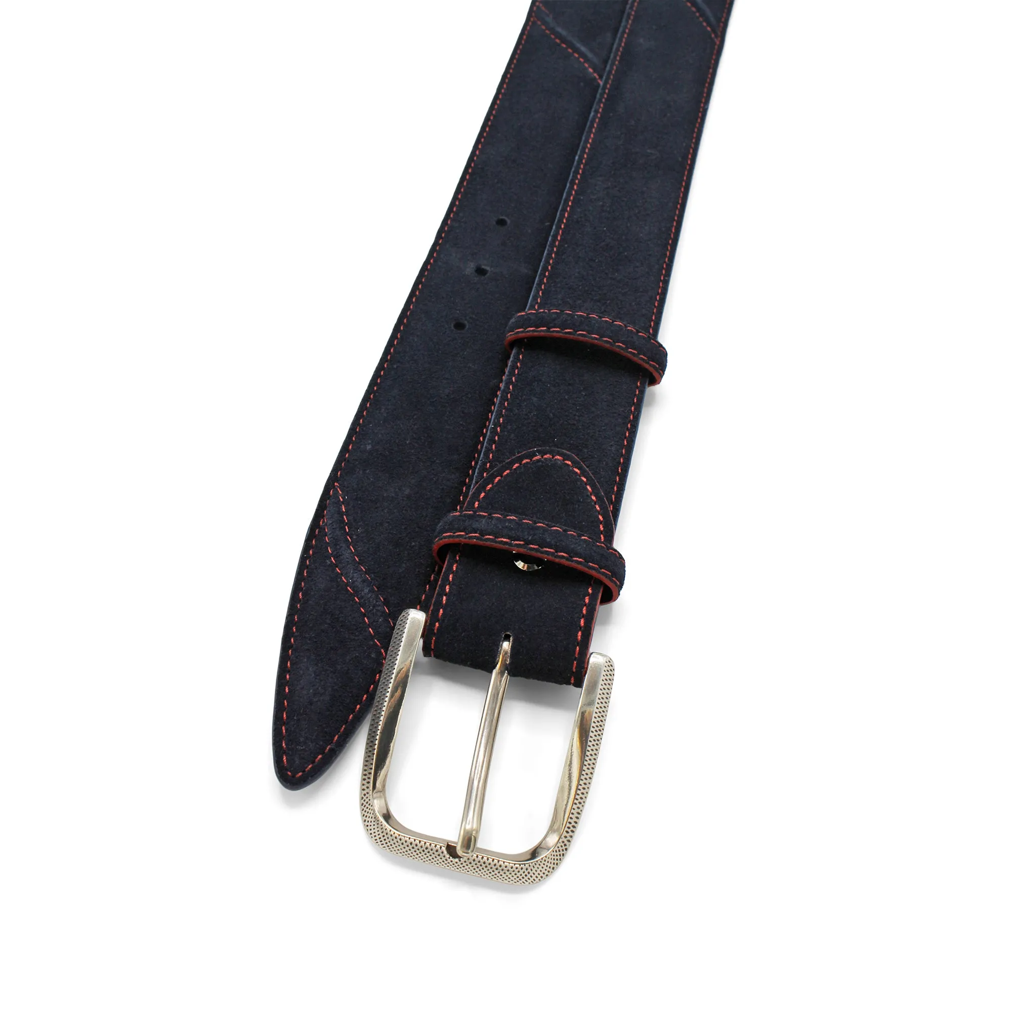 Hancock' Navy Blue Suede Contrast Stitch Belt