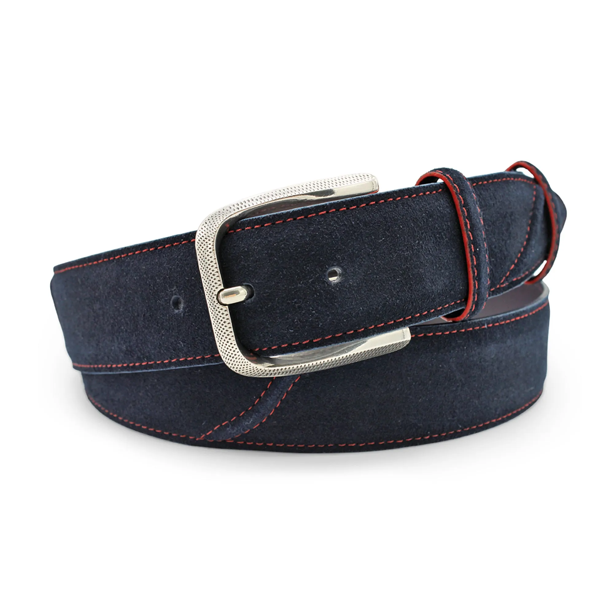 Hancock' Navy Blue Suede Contrast Stitch Belt