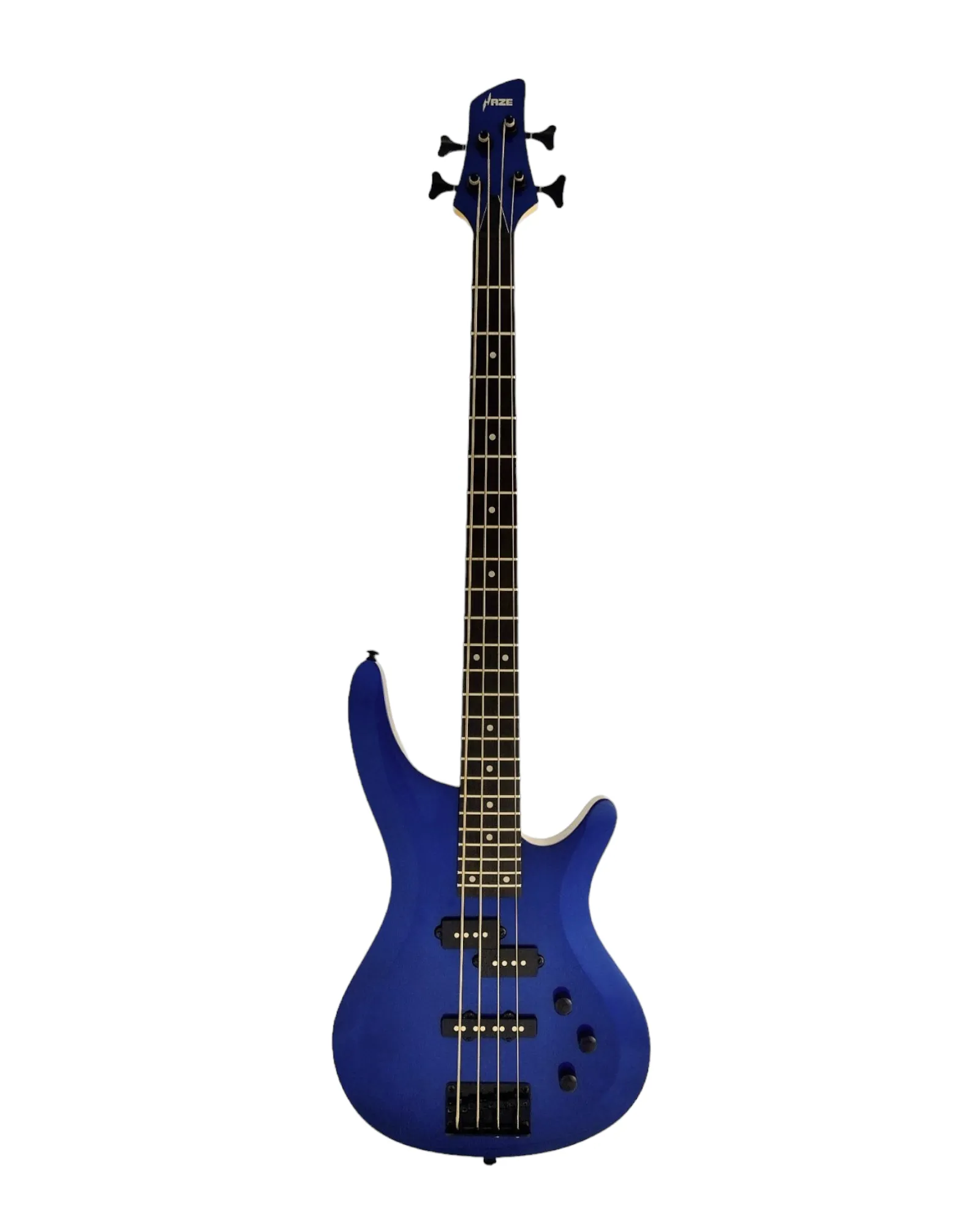 Haze SBG-387JB Electric Bass Guitar, 4-String, Navy Metallic Blue with Accessories and Haze CUBEBABY Multi Effects Pedals(Optional)