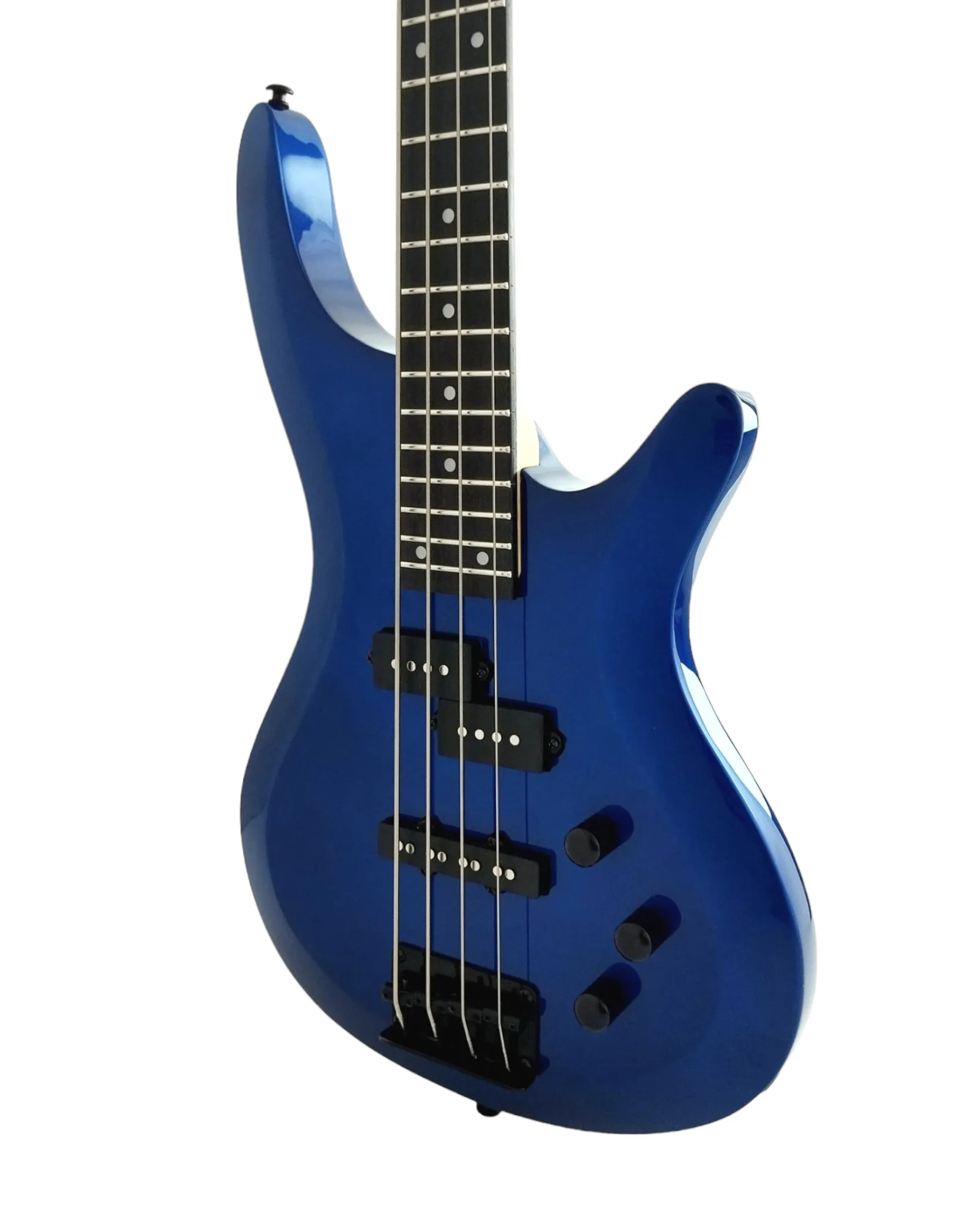 Haze SBG-387JB Electric Bass Guitar, 4-String, Navy Metallic Blue with Accessories and Haze CUBEBABY Multi Effects Pedals(Optional)