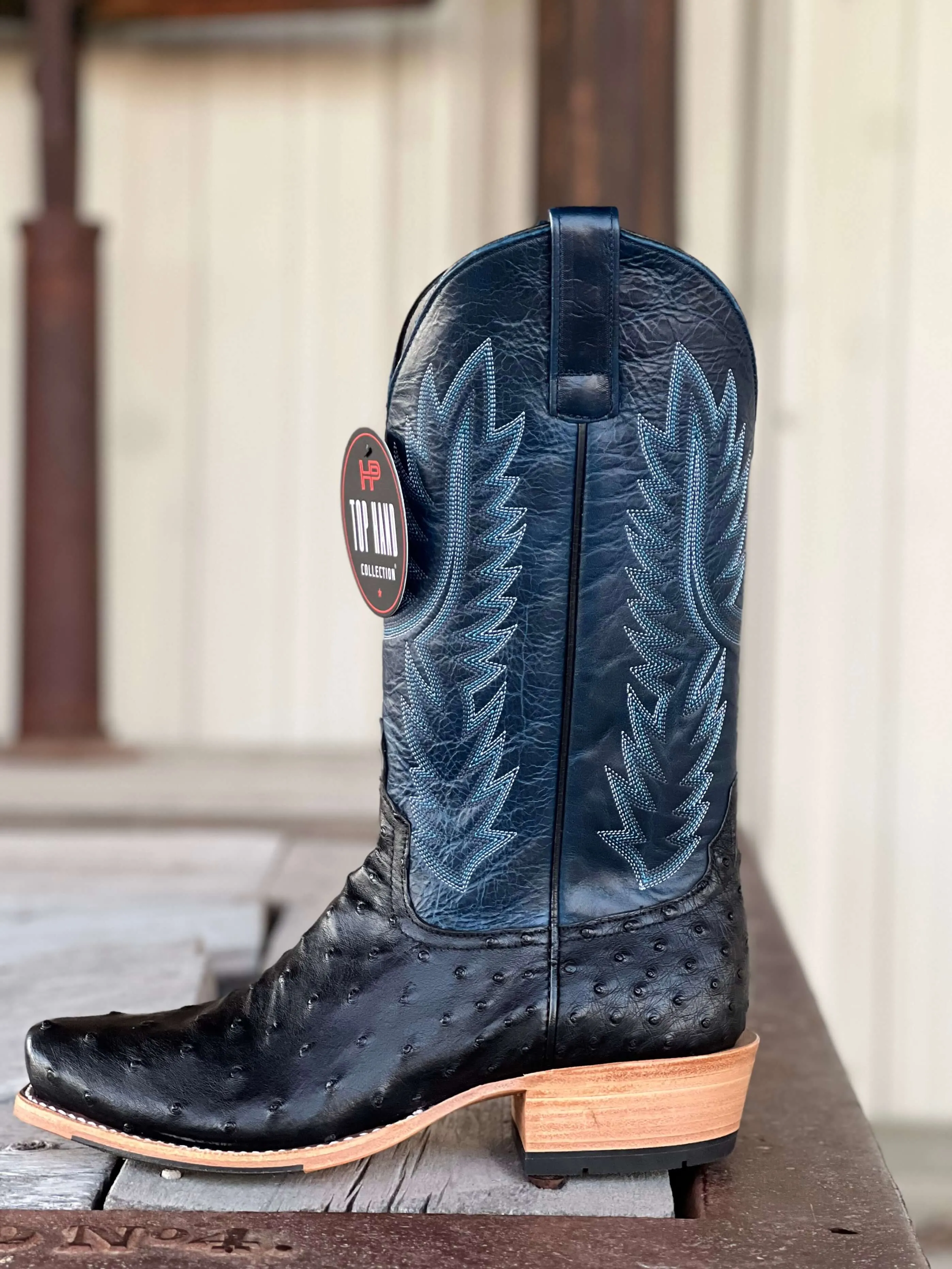 Horse Power Top Hand  | Black FQ Ostrich TK Toe Boot