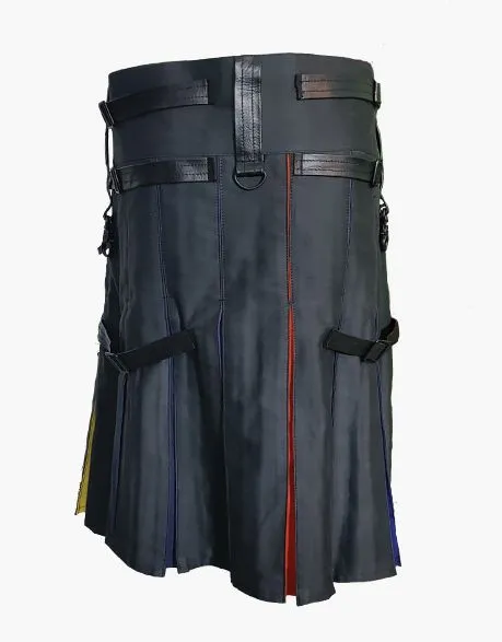 HYBRID RAINBOW KILT FOR MEN IN BLACK