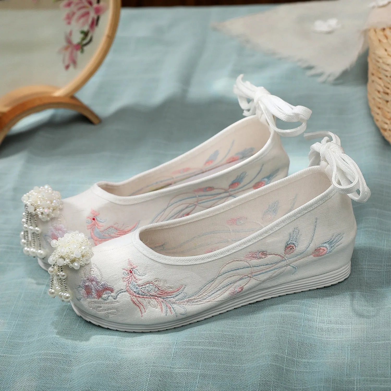 Increasing Insole Bow Antique Embroidered For Canvas Shoes