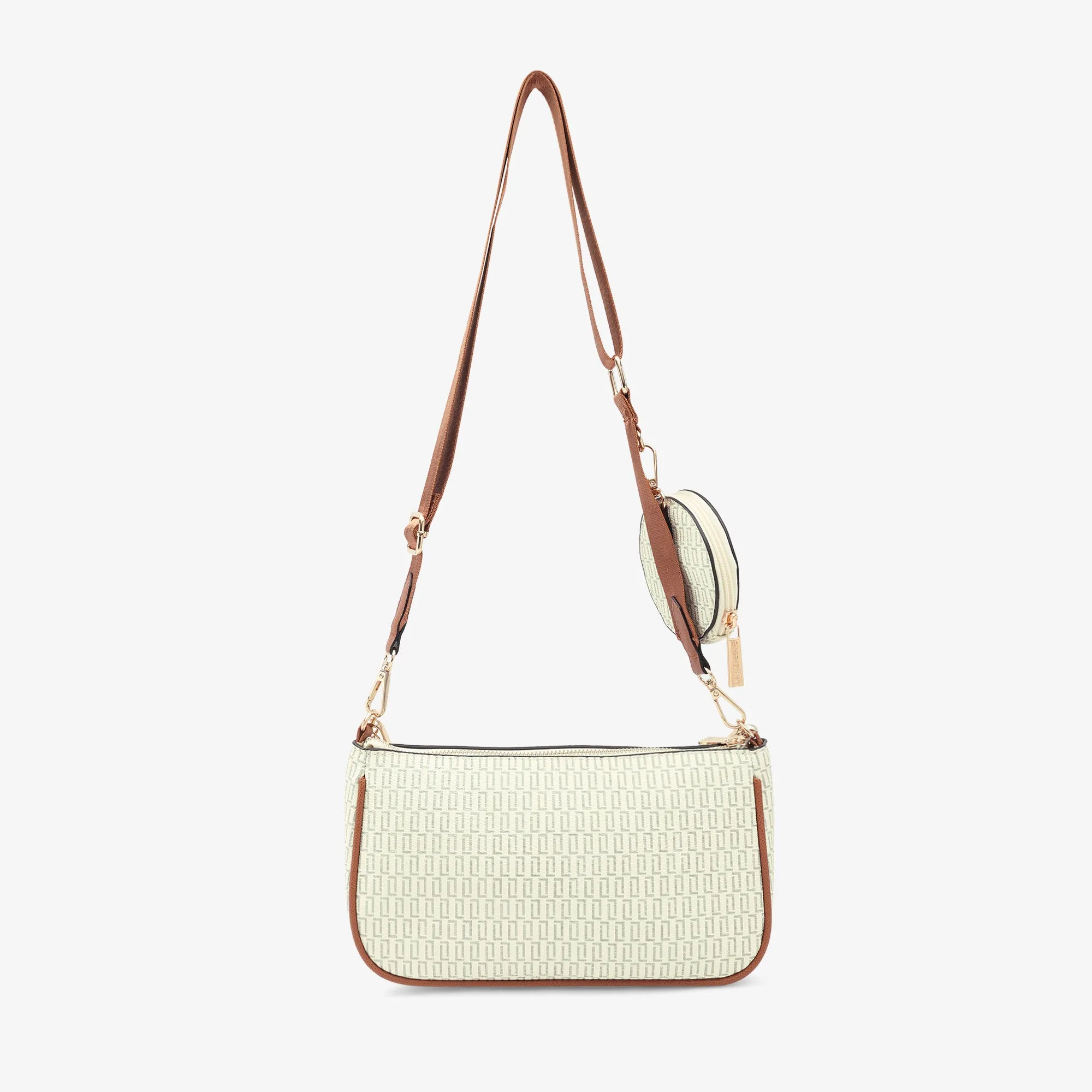 Lavie Luxe Monogram Chunk24 3Pc Off White Small Women's Sling