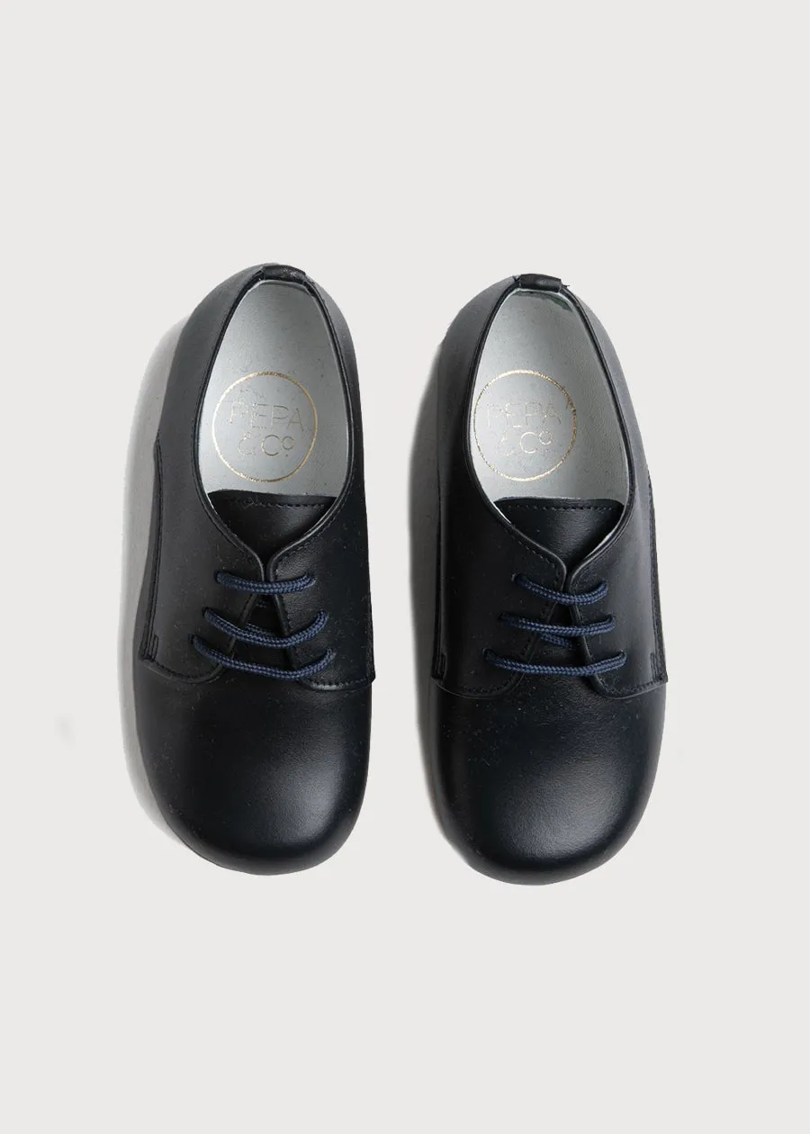 Leather Lace-Up Navy Shoes (20-34EU)