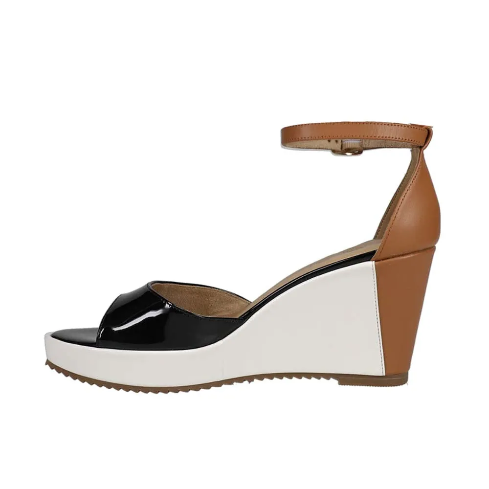 Lemy Color Block Wedge Ankle Strap Sandals