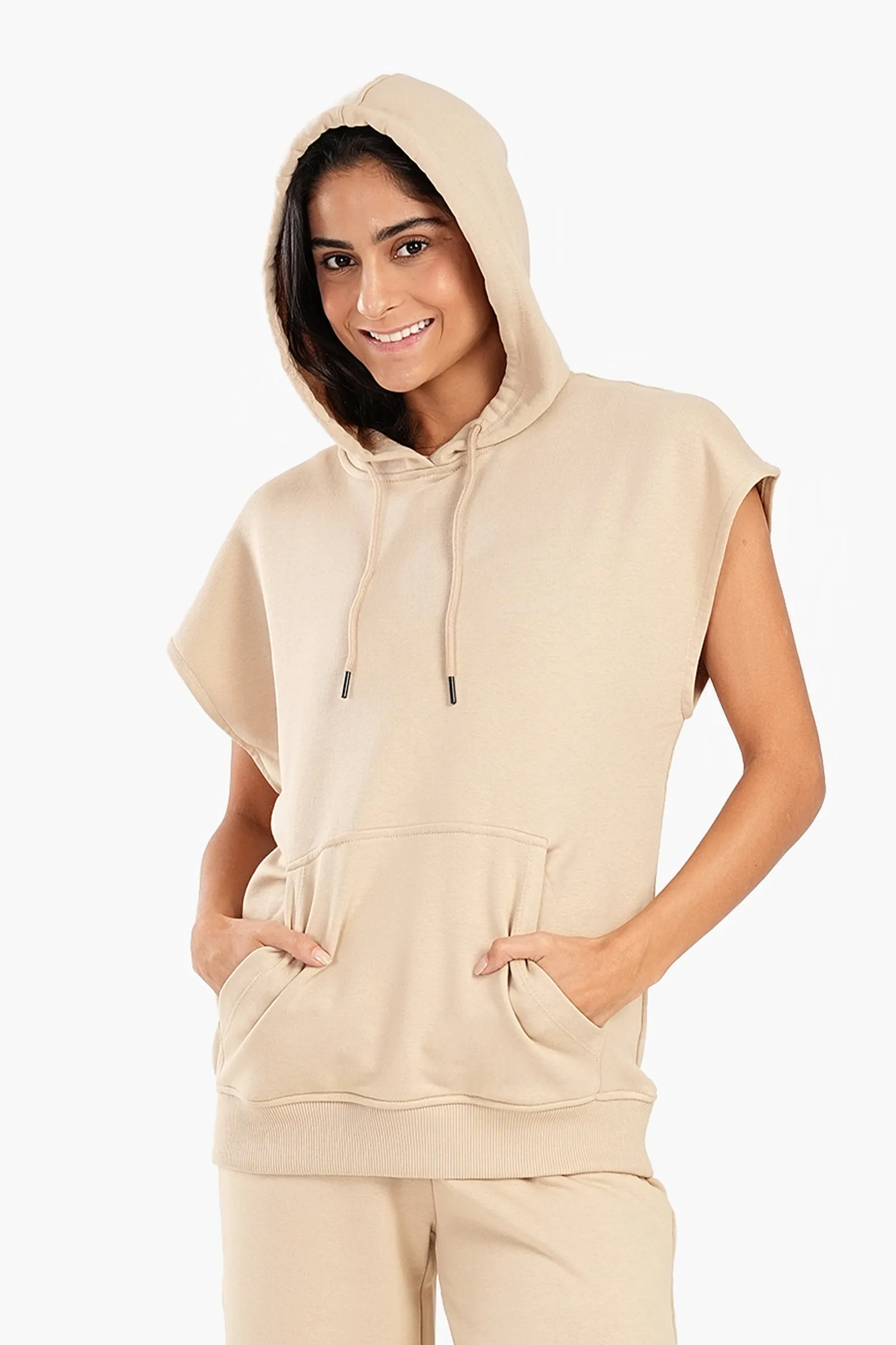 Lounge Hoodie with Cap Sleeves