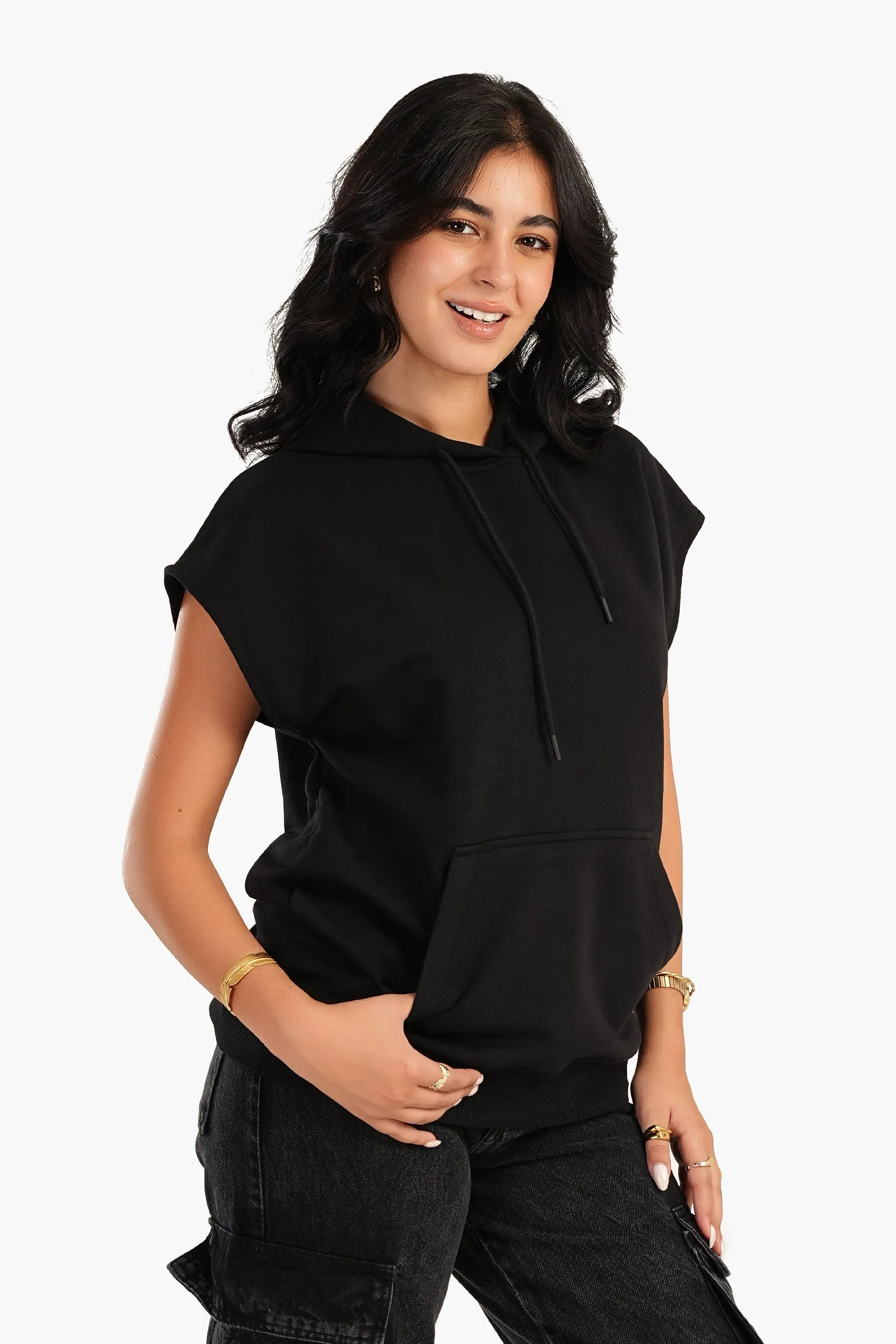 Lounge Hoodie with Cap Sleeves