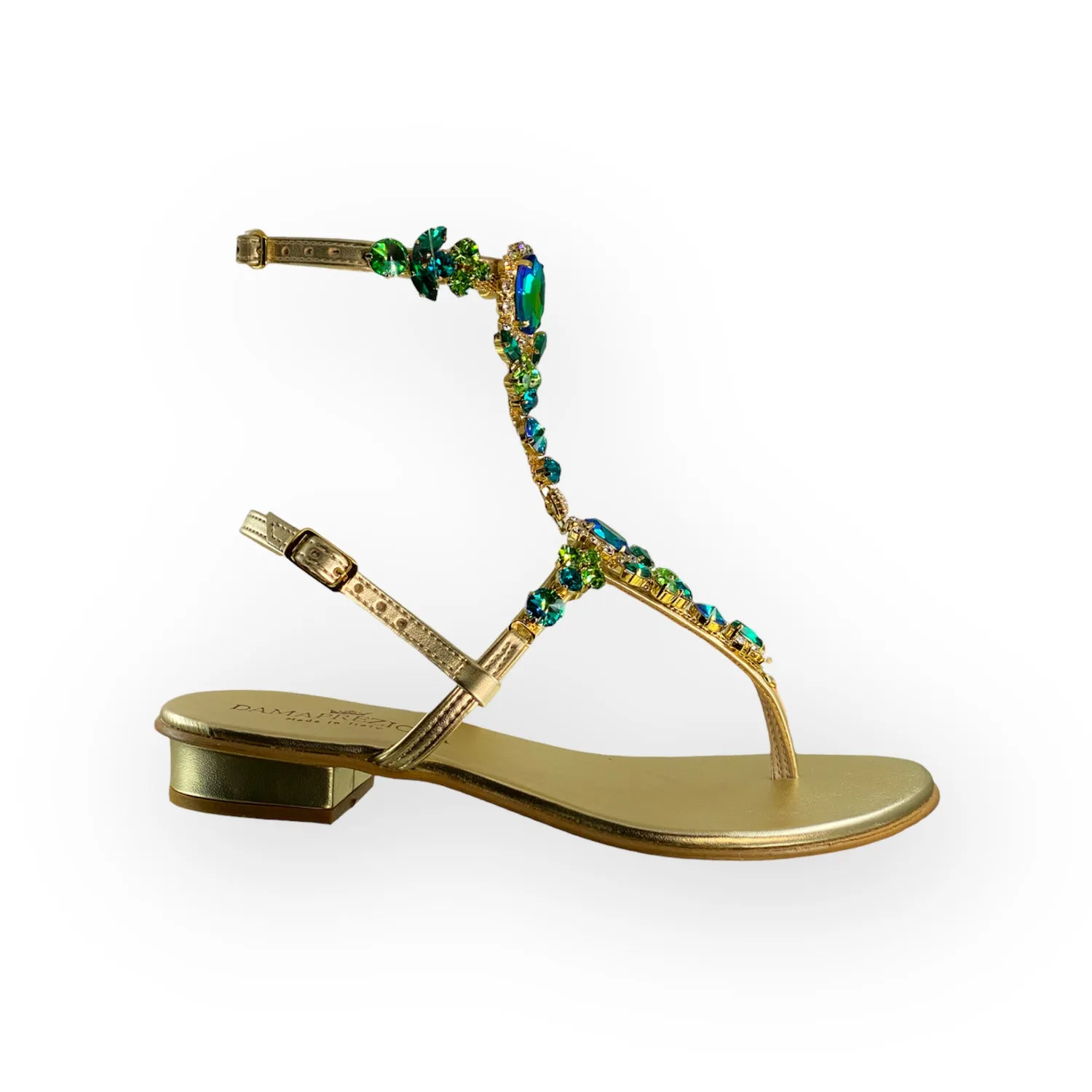 Lucrezia green-crystal flat jewel sandal