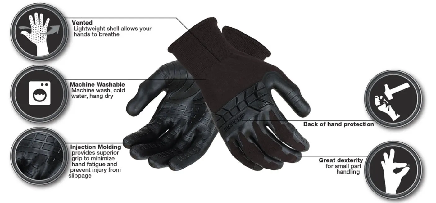 Madgrip PPPBLKRL Pro Palm Plus Liner Seamless Knit Glove Black (One Dozen)