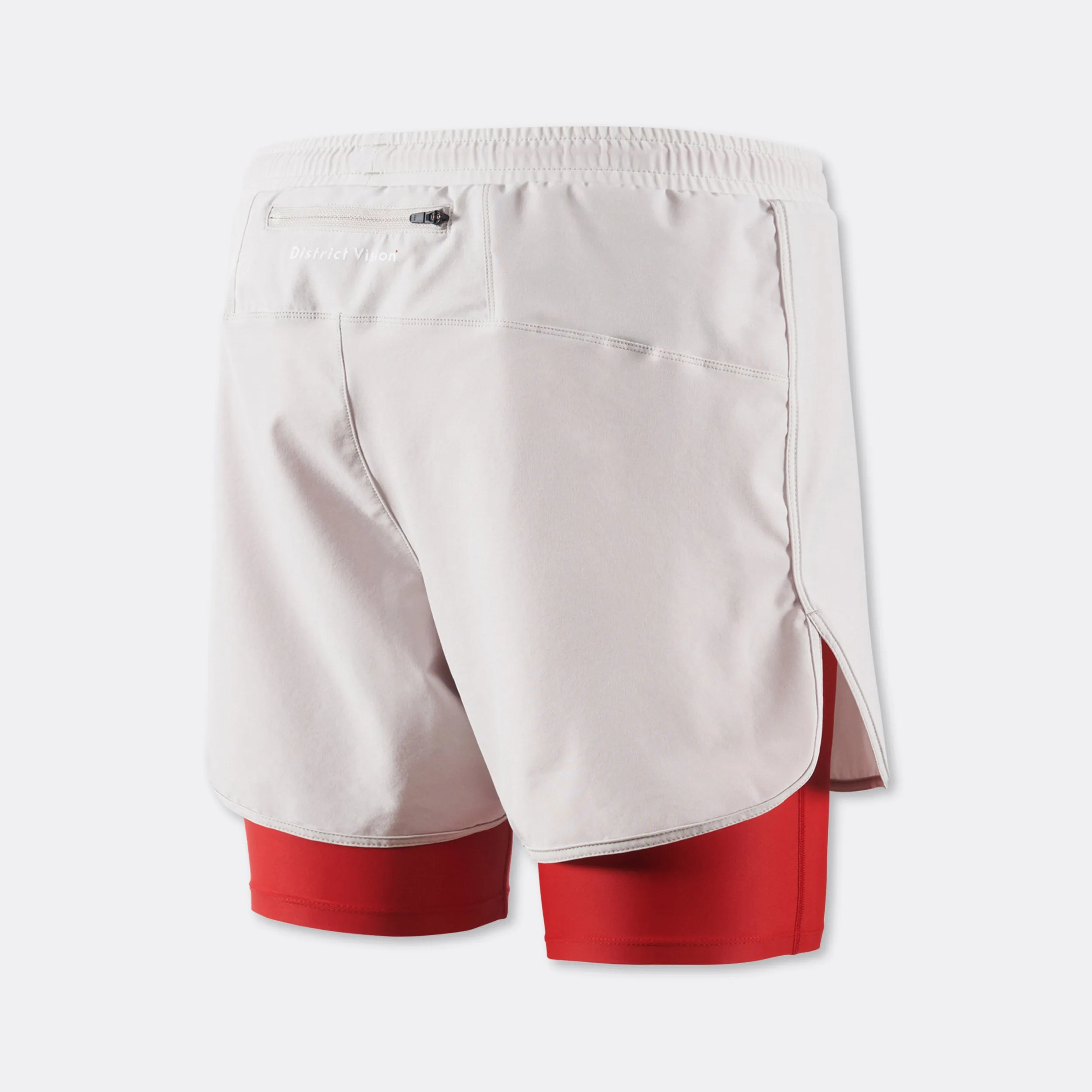 Mens DV   NB Layered Pocketed Trail Shorts - Fog/Goji Red