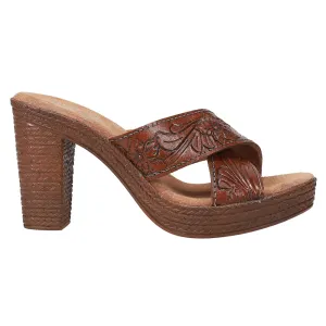 Mika Floral Embossed Espadrille Block Heel Sandals