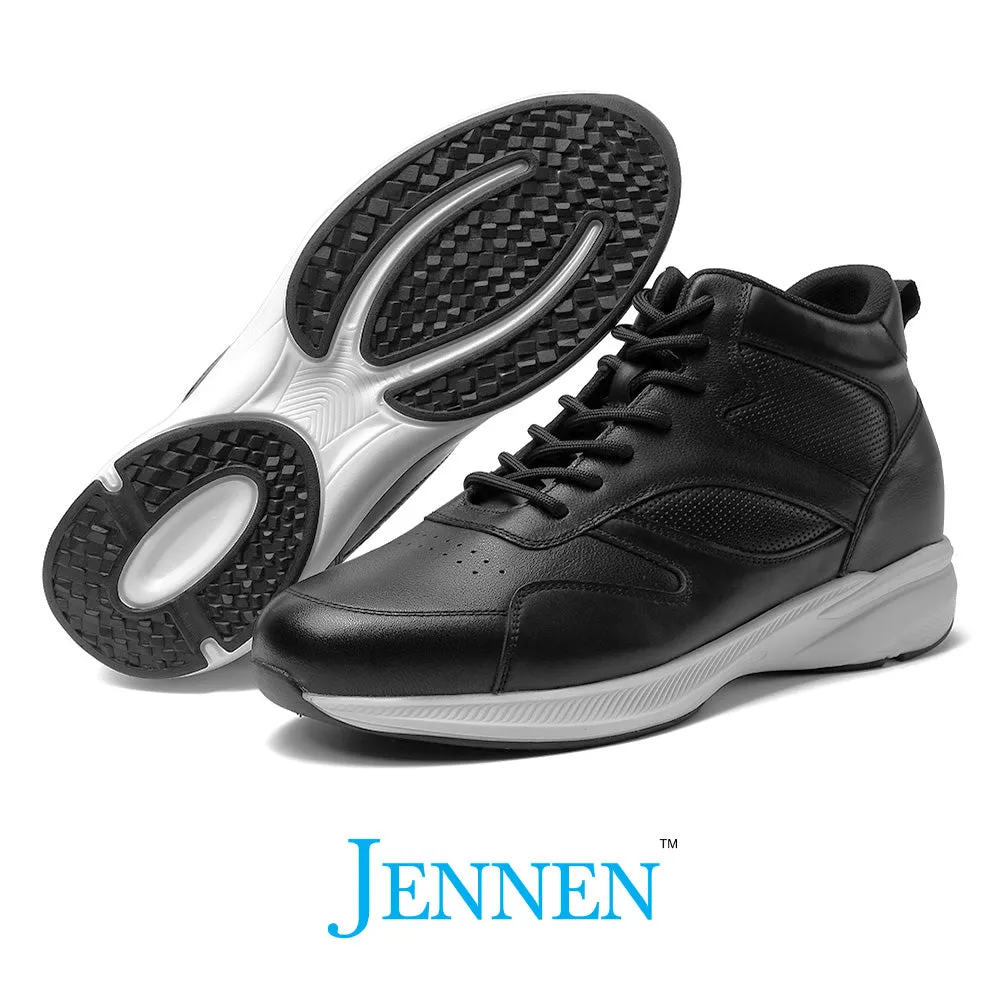 Mr. Pippen 8cm | 3.2 inches Taller Black High Top Leather Kicks