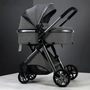 My Mom And Me - 2 in 1 Foldable Baby Stroller Travel System - Black/Smokey Grey