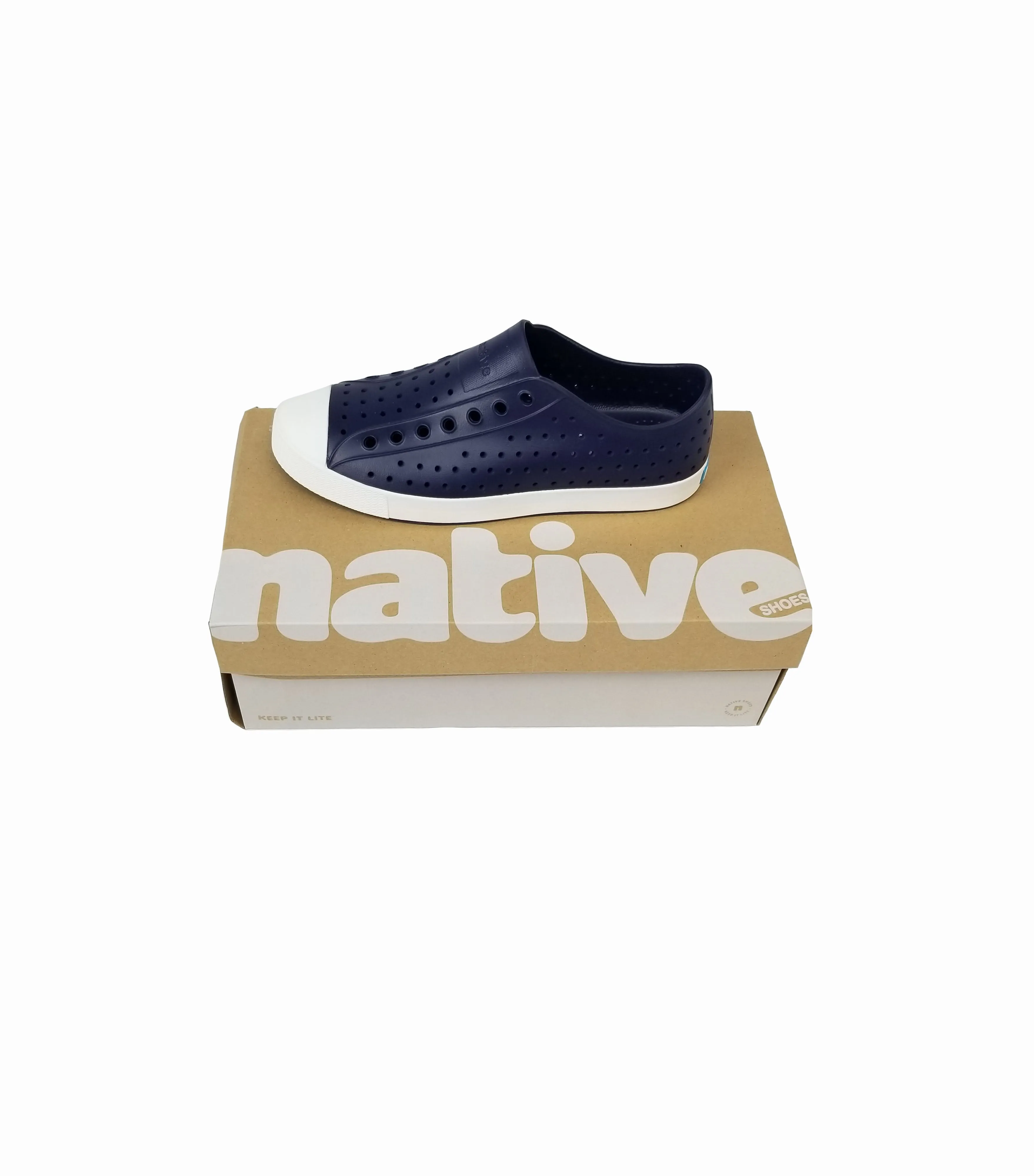 Native Jefferson Slip On Shoe - Regatta Blue & Shell White