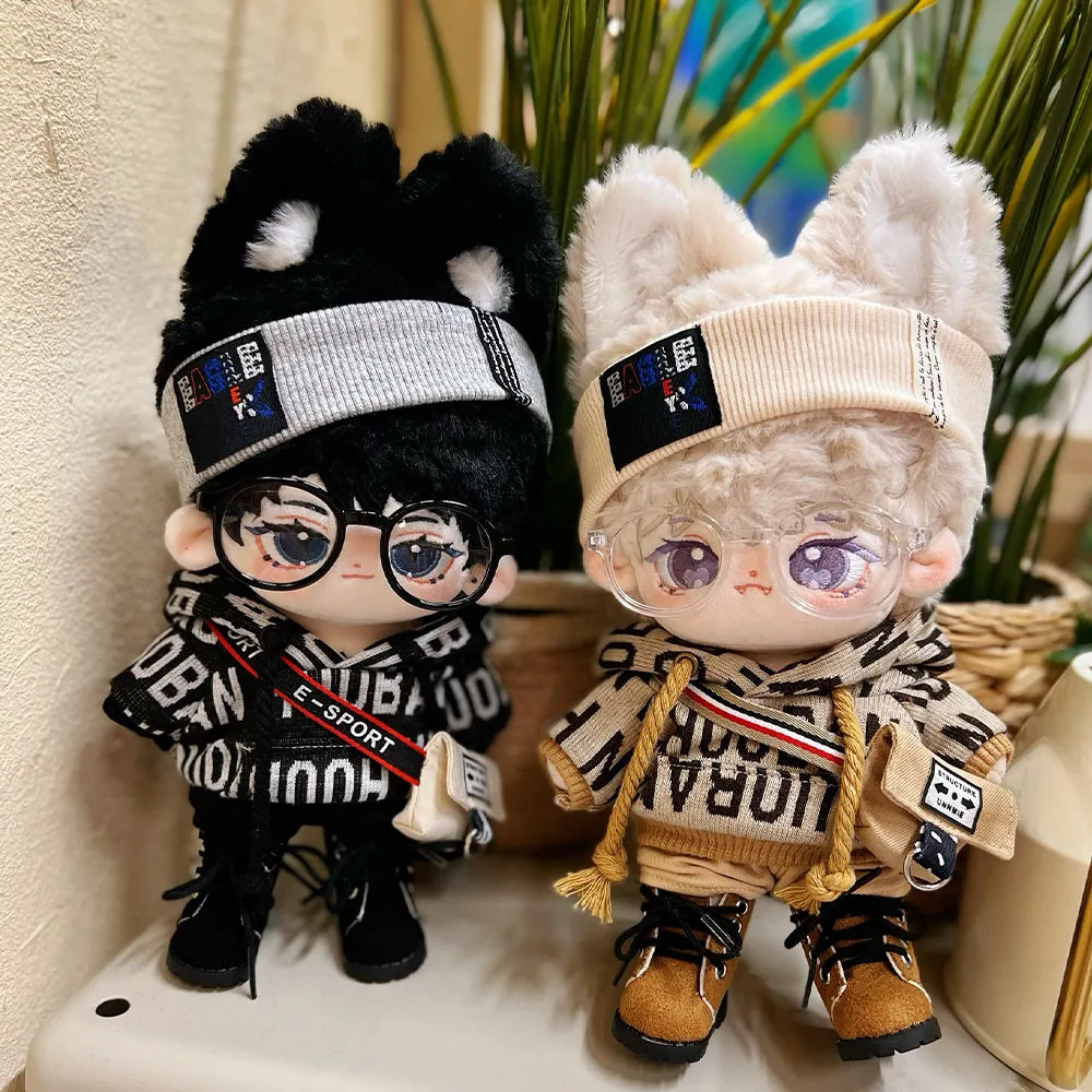 niannyyhouse 15cm 20cm Doll Clothes Loose Hip-hop Suit Headwear Hoodie Pants Backpack Glasses Shoes Plush Doll Accessories