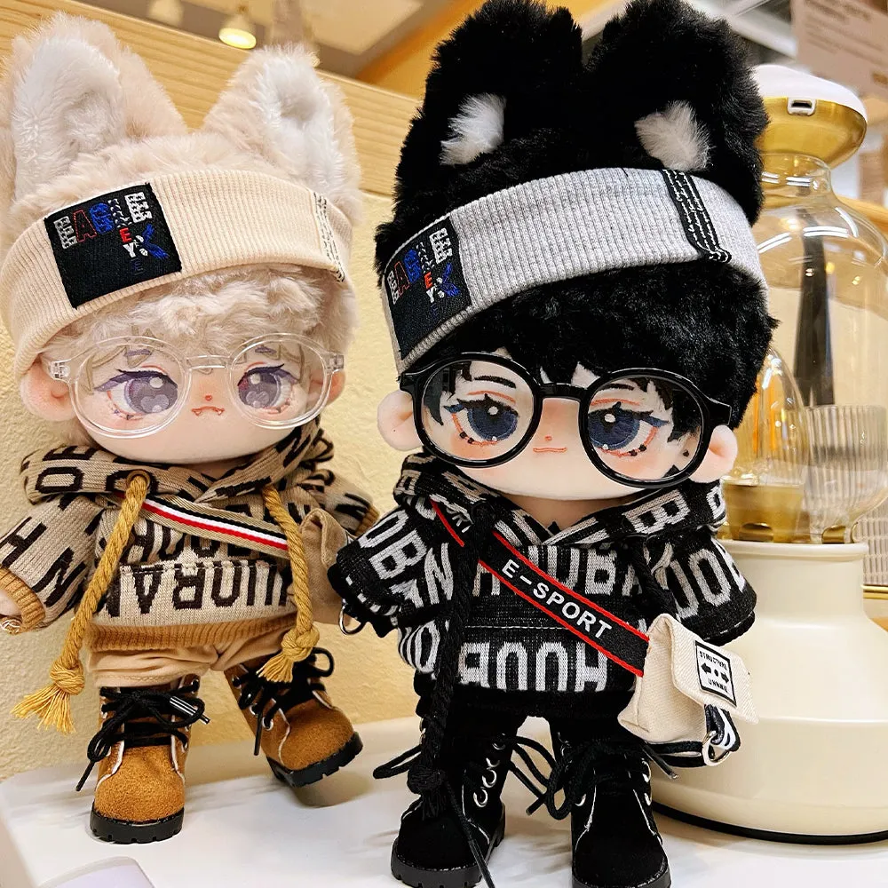 niannyyhouse 15cm 20cm Doll Clothes Loose Hip-hop Suit Headwear Hoodie Pants Backpack Glasses Shoes Plush Doll Accessories