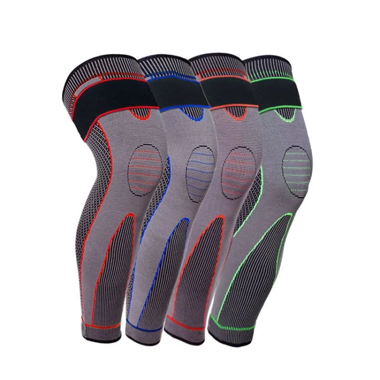 Nylon Knitted Riding Sports Extended Knee Pads, Size: XL(Red Pressurized Anti-slip)