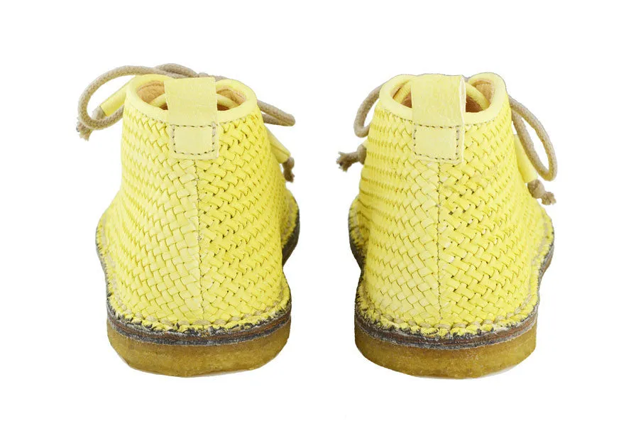 Ocra Girls Yellow Braided Leather Desert Boot