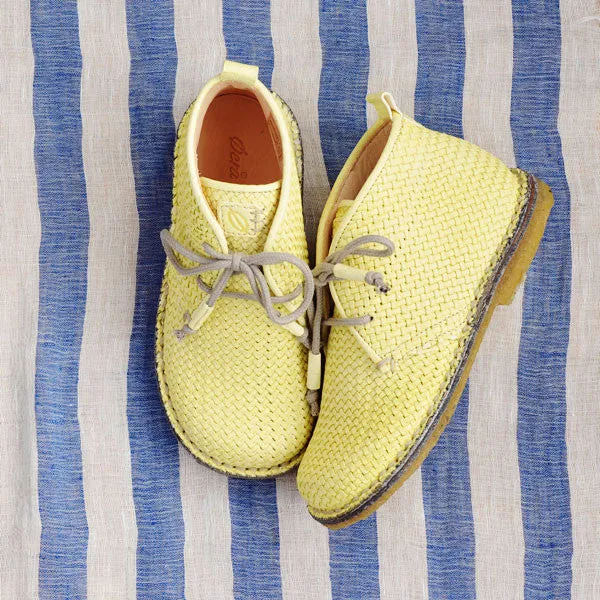 Ocra Girls Yellow Braided Leather Desert Boot