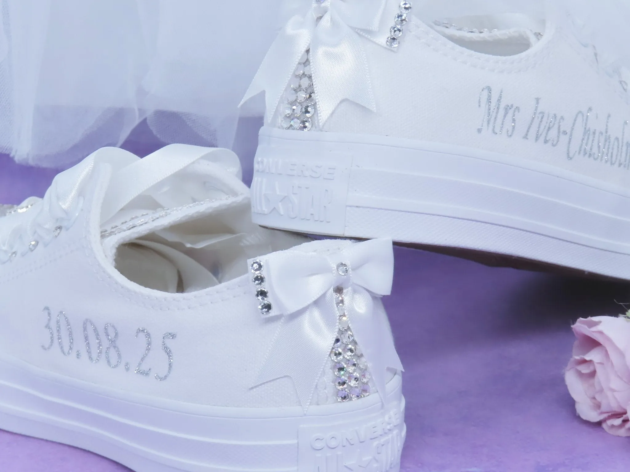 Personalised Custom Crystal Wedding Converse .