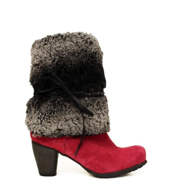 Pulpeux Red suede long leg boot