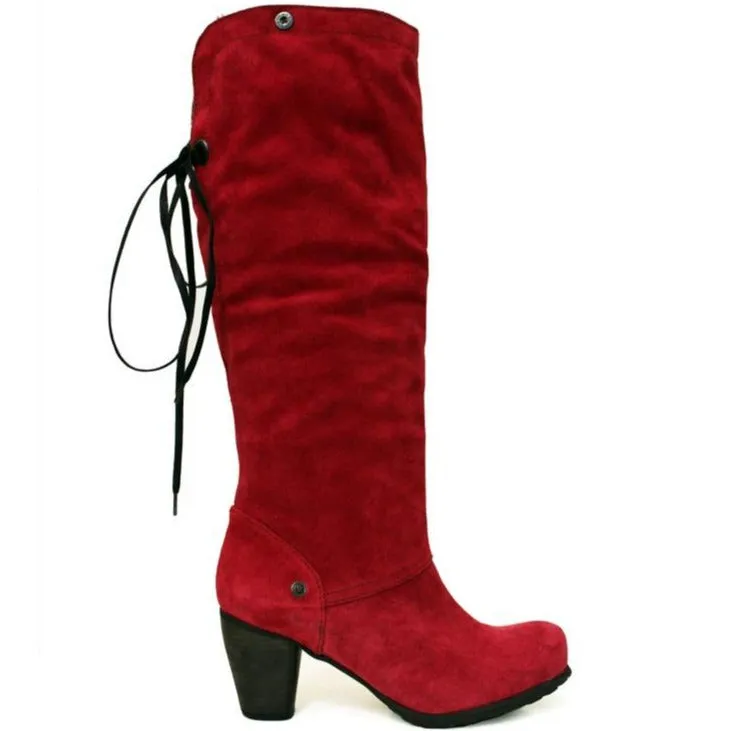 Pulpeux Red suede long leg boot