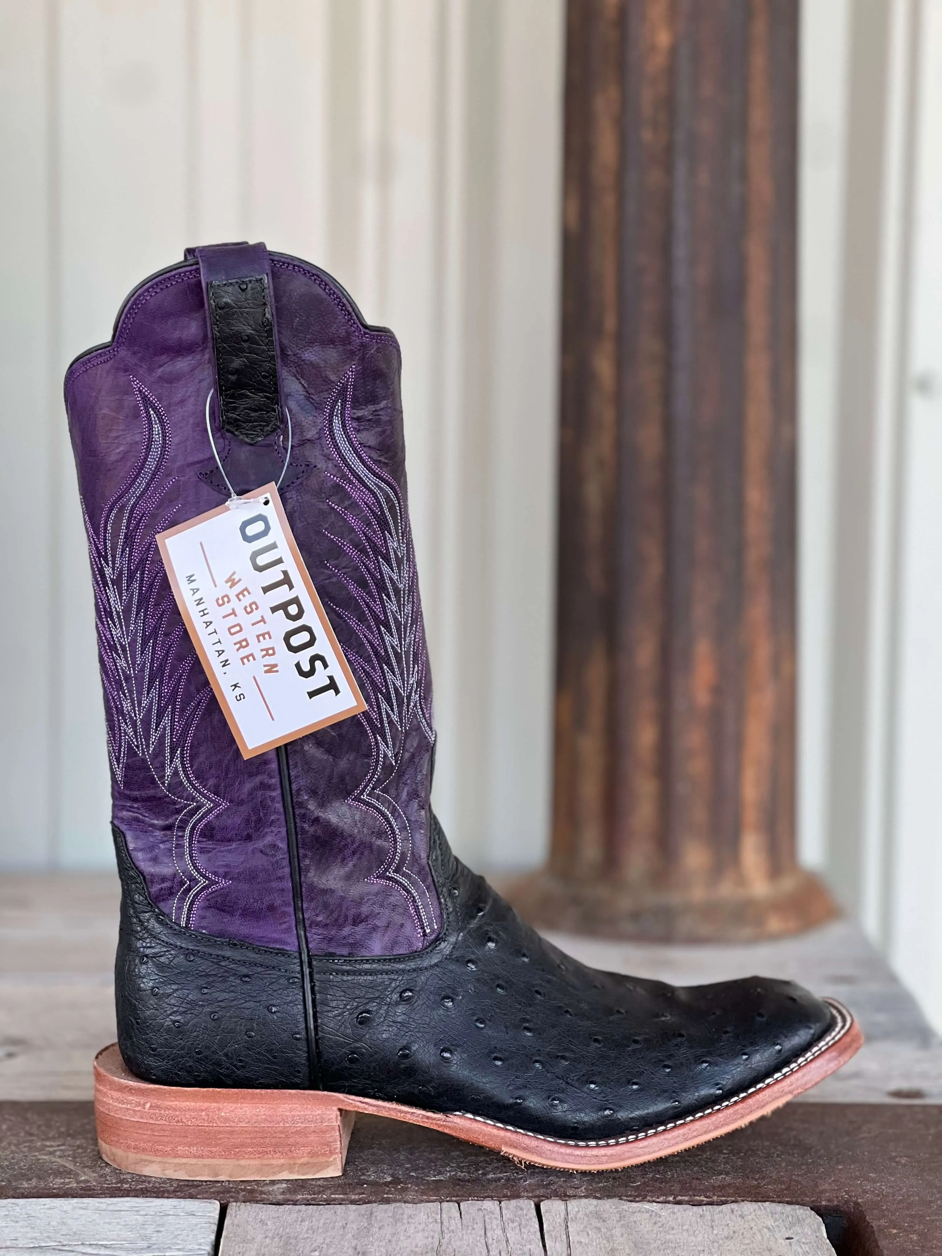 Rios of Mercedes | Black Full Quill Ostrich Boot