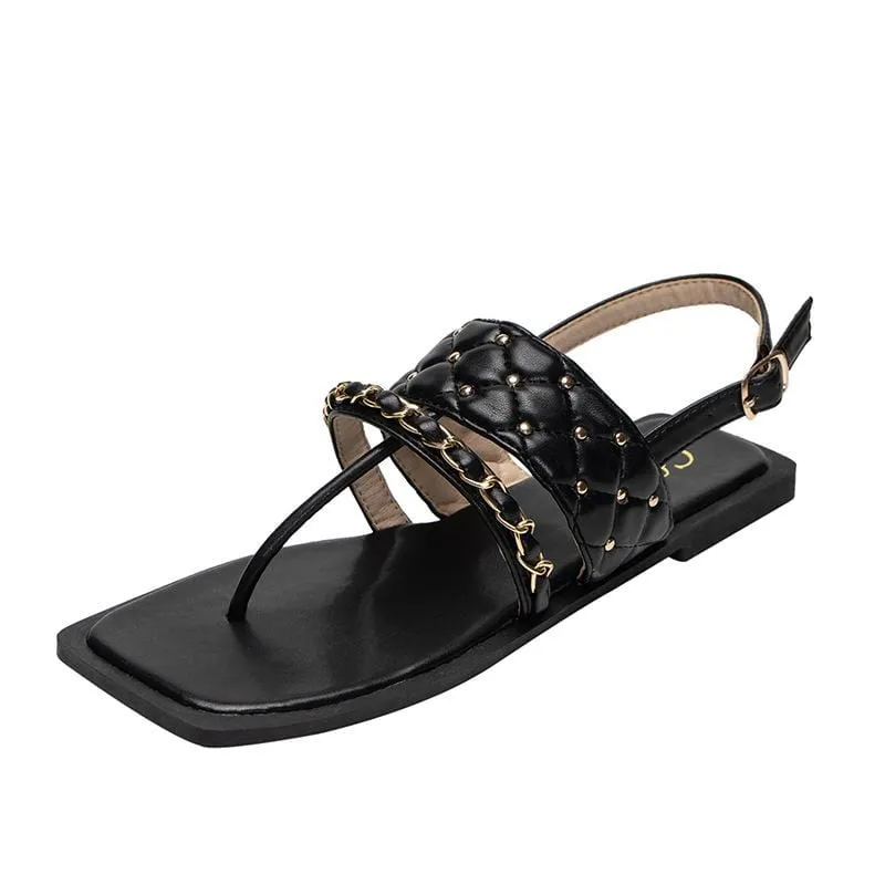 Rivet Chain Flat Sandals