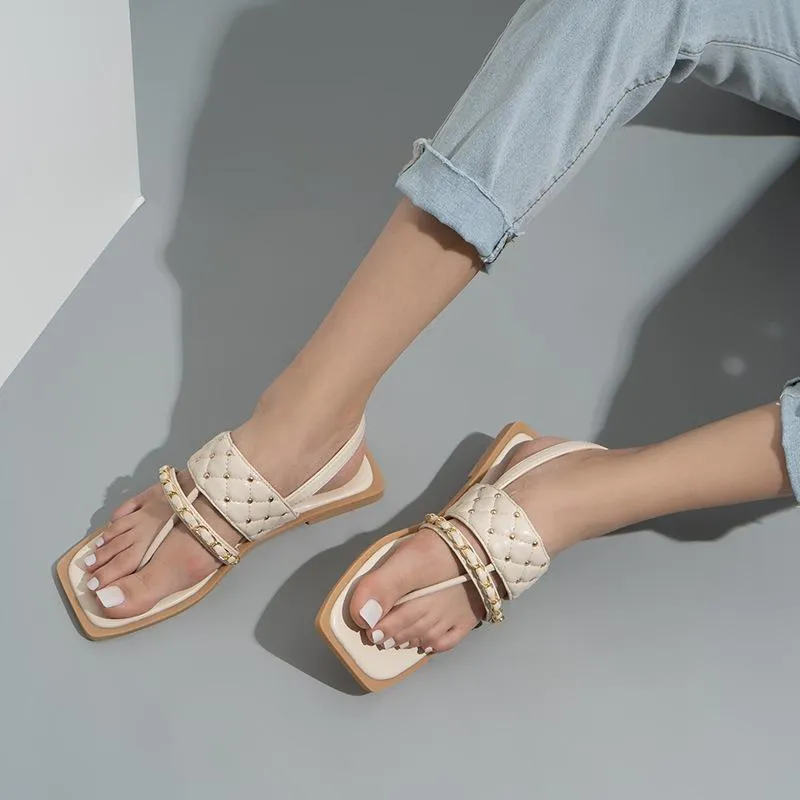 Rivet Chain Flat Sandals