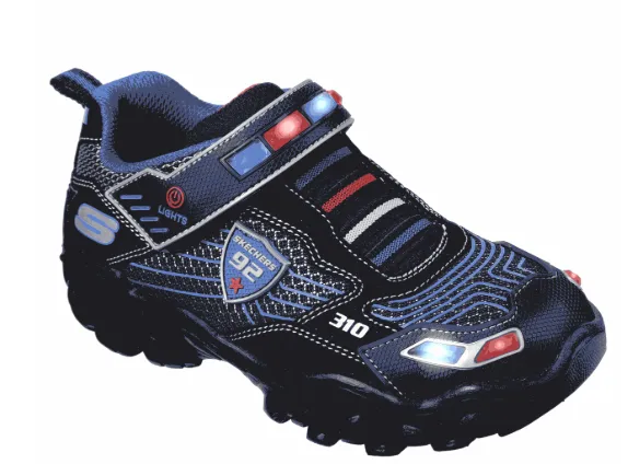 Skechers Infant Hot Lights Damager III Police Sneaker Black/Red/Blue 40002N BKRB