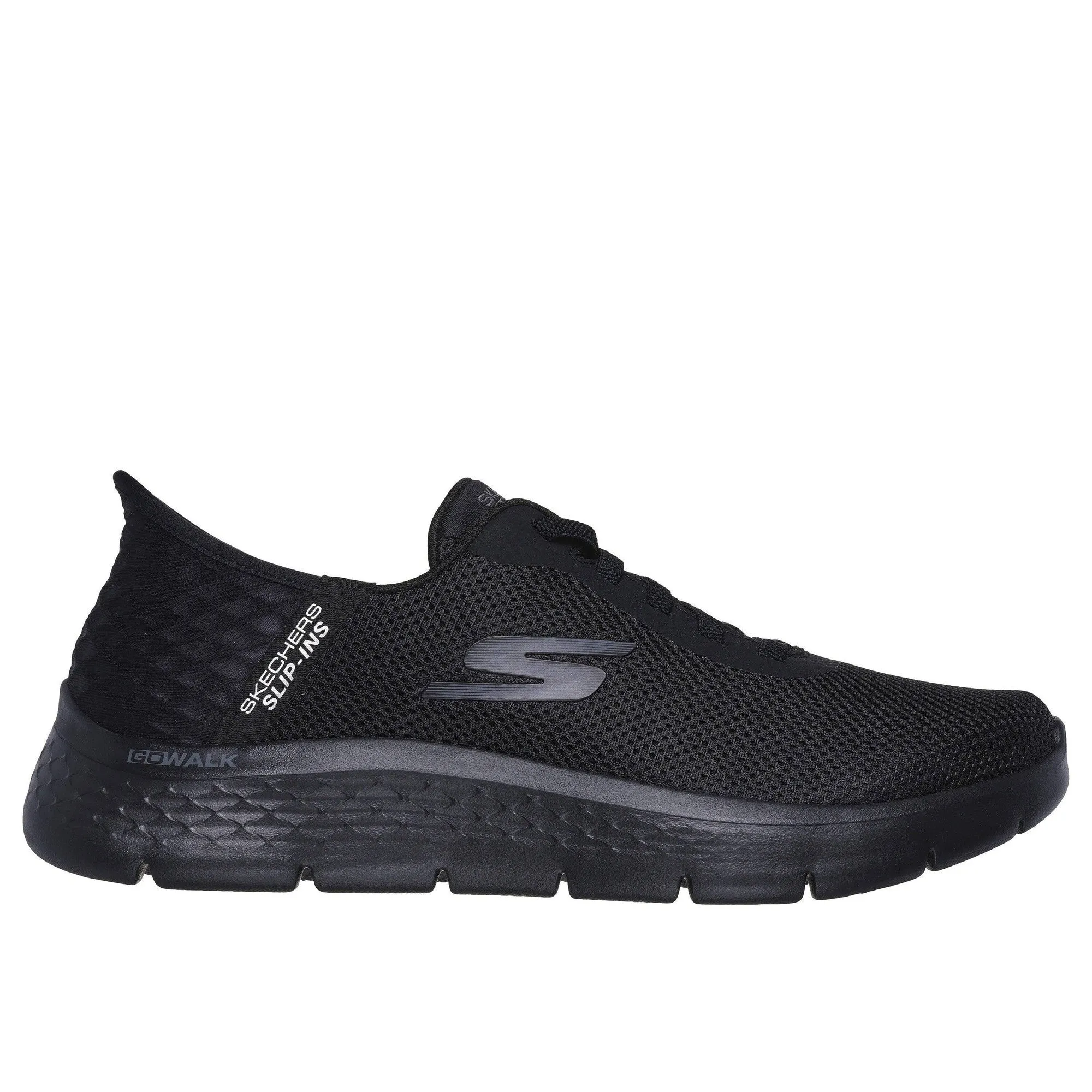 Skechers Slip-ins 216496 Go Walk Flex-Hands Up Mens Black Textile Vegan Slip On Trainers