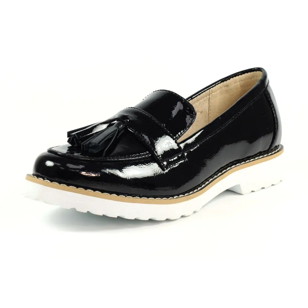 Slip On Lunar Patent Ladies Casual Shoes Granger Black Work/Uniform sale