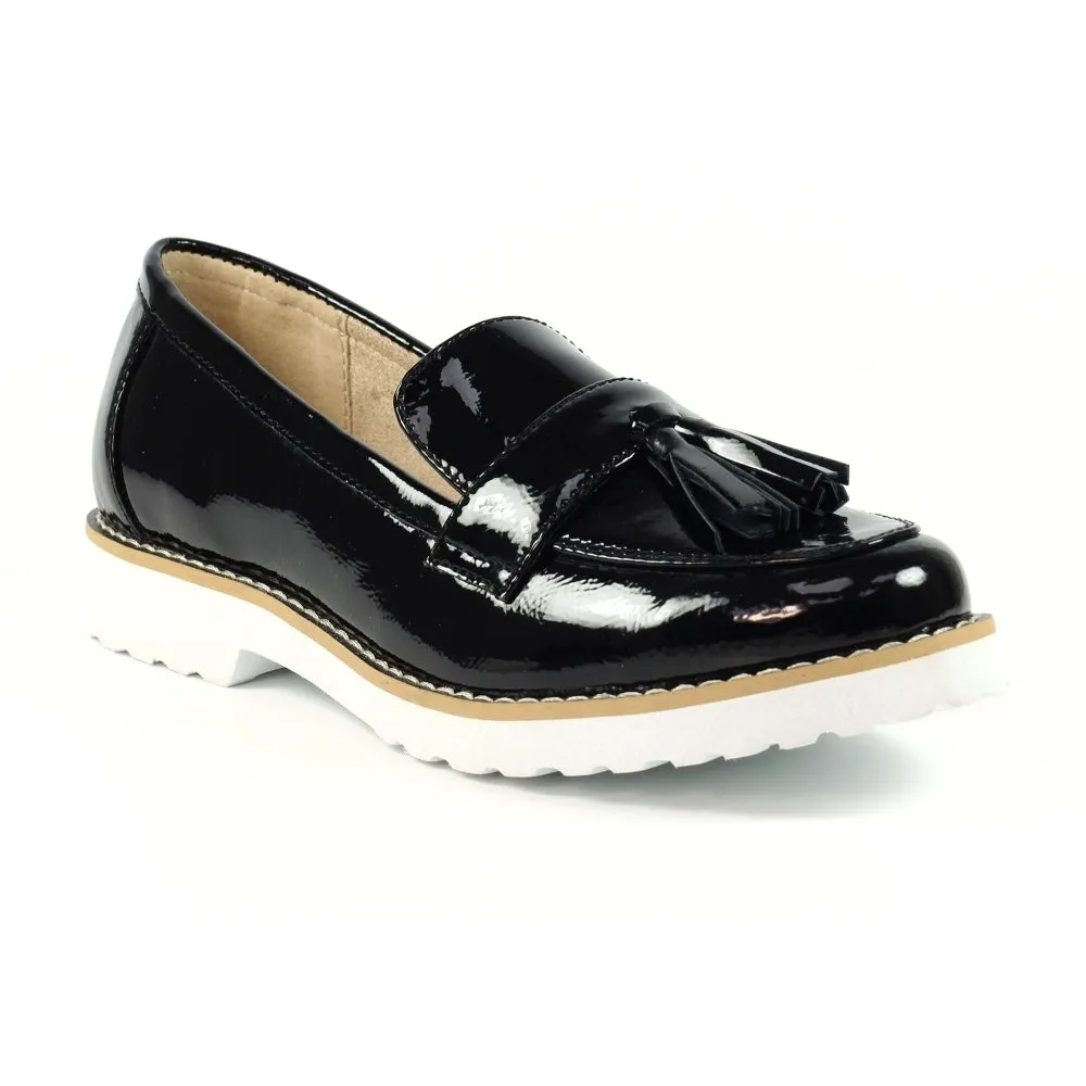 Slip On Lunar Patent Ladies Casual Shoes Granger Black Work/Uniform sale