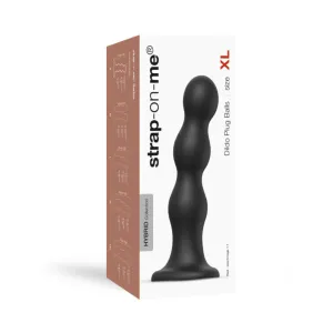 Strap-On-Me Hybrid Collection Silicone Dildo Plug Balls Black XL