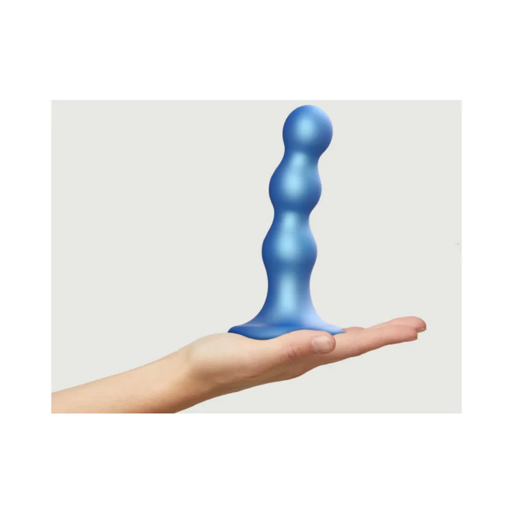 Strap-On-Me Hybrid Collection Silicone Dildo Plug Balls Metallic Blue M