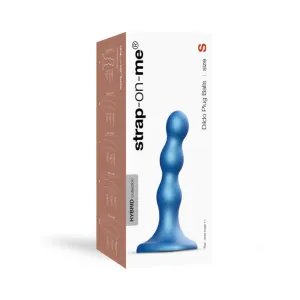 Strap-On-Me Hybrid Collection Silicone Dildo Plug Balls Metallic Blue S