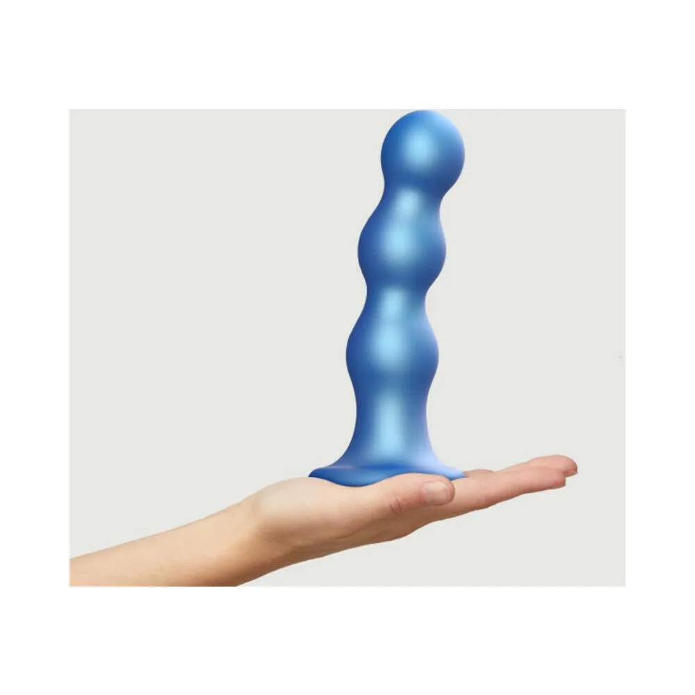 Strap-On-Me Hybrid Collection Silicone Dildo Plug Balls Metallic Blue XL