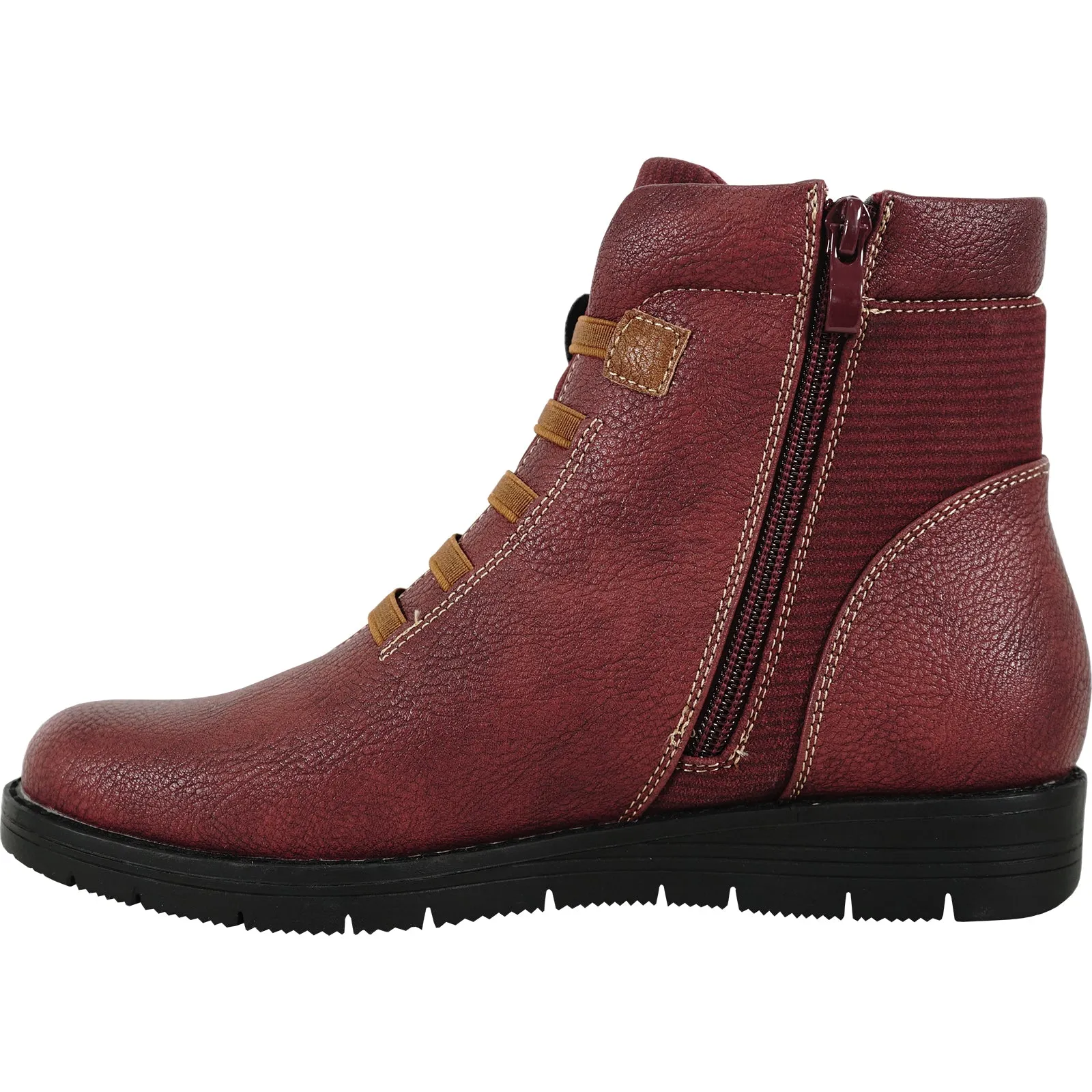 VANGELO Women Boot OY4401 Ankle Casual Boot Burgundy