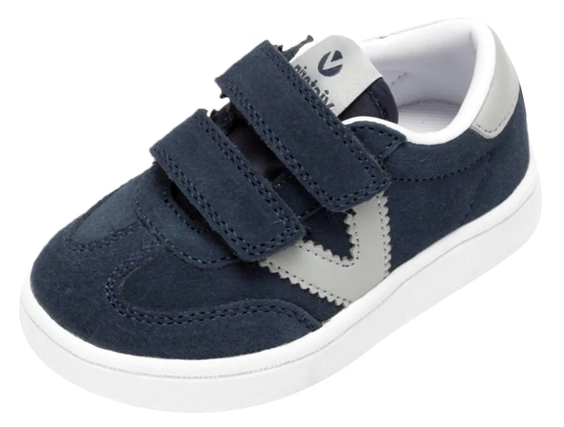 Victoria Millas Suede Sneaker Navy Hook and Loop for Boy's and Girl's