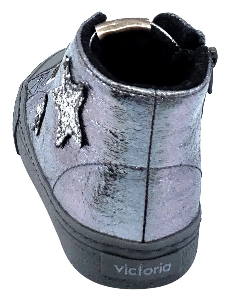 Victoria Tribu Metal Stars Hightop Metallic Silver for Girl's