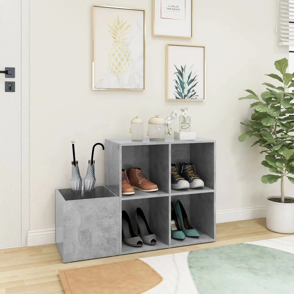 vidaXL Hall Shoe Cabinet Concrete Grey 105x35.5x70 cm Engineered Wood