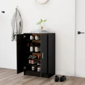 vidaXL Shoe Cabinet Black 60x35x92 cm Engineered Wood